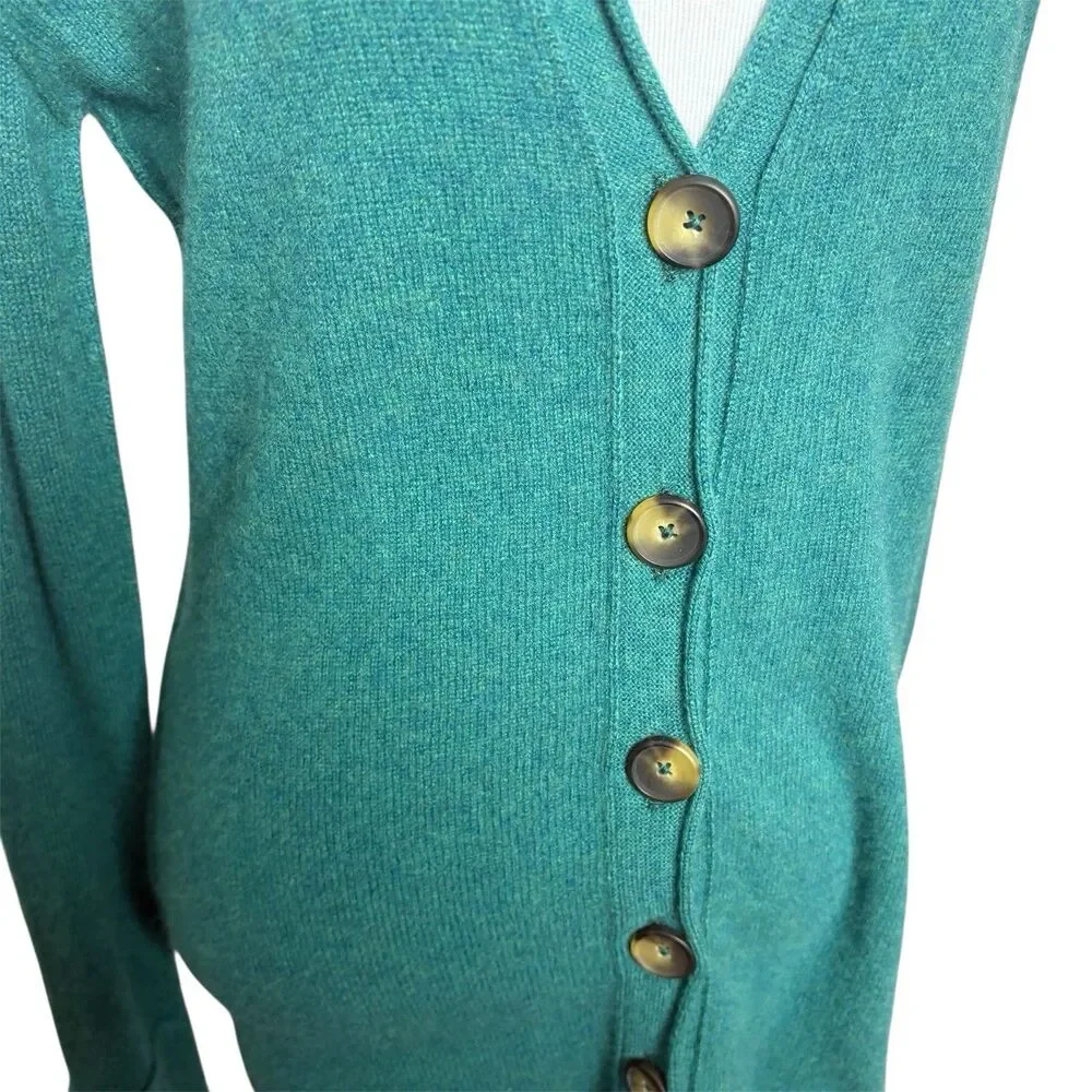 Free People School Boy Cardi Teal Green Sweater Cashmere Size XS Womens EUC